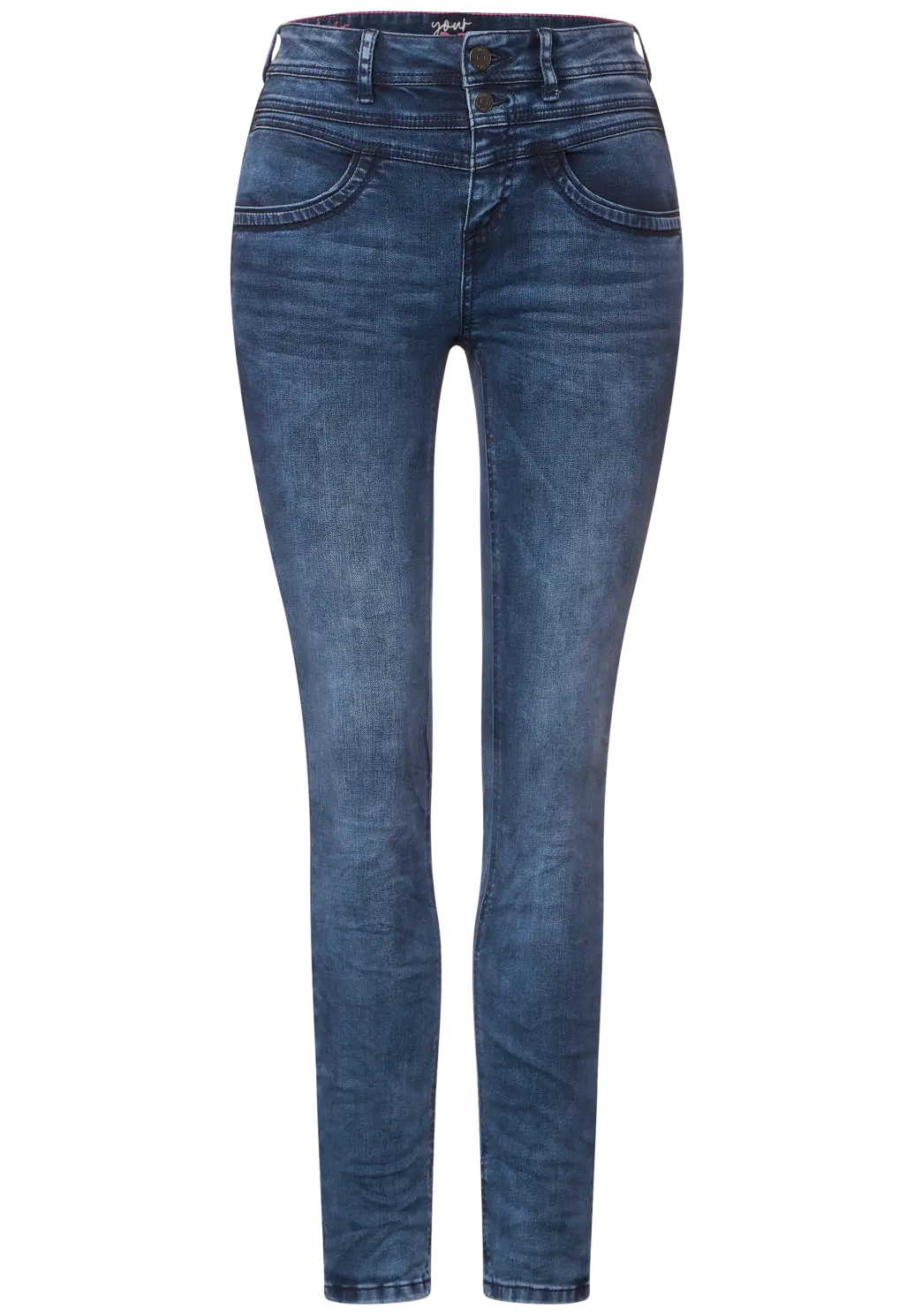 Slim leg jeans med stretch og høj talje – Street One York dark indigo