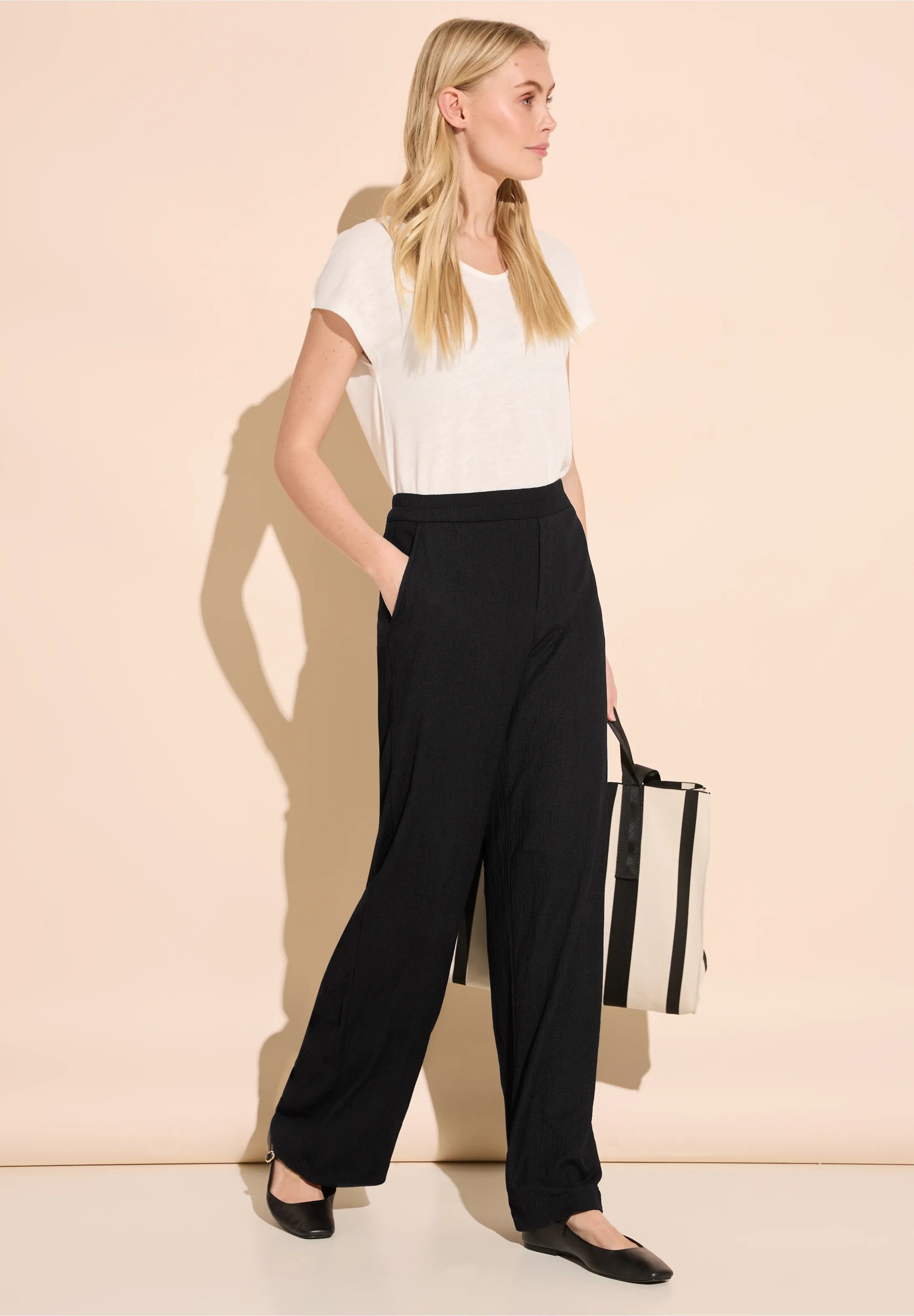 Street One - Crash pant med brede ben