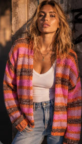 Let strikket cardigan med åben front fra Black Colour