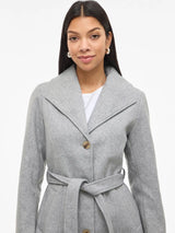 VILA Viclaudine lang frakke i light grey melange set forfra