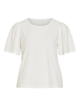 VILA VIBELLI hvid top med rund hals og korte ærmer regular fit