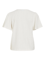 VILA VIBELLI hvid top med rund hals og korte ærmer regular fit