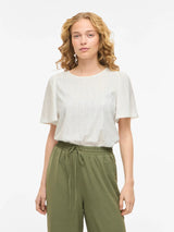 VILA VIBELLI hvid top med rund hals og korte ærmer regular fit