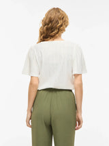 VILA VIBELLI hvid top med rund hals og korte ærmer regular fit