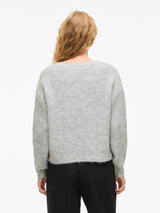 Ryg og bundrib – VILA VILAMPE Knit Top i Medium Grey Melange