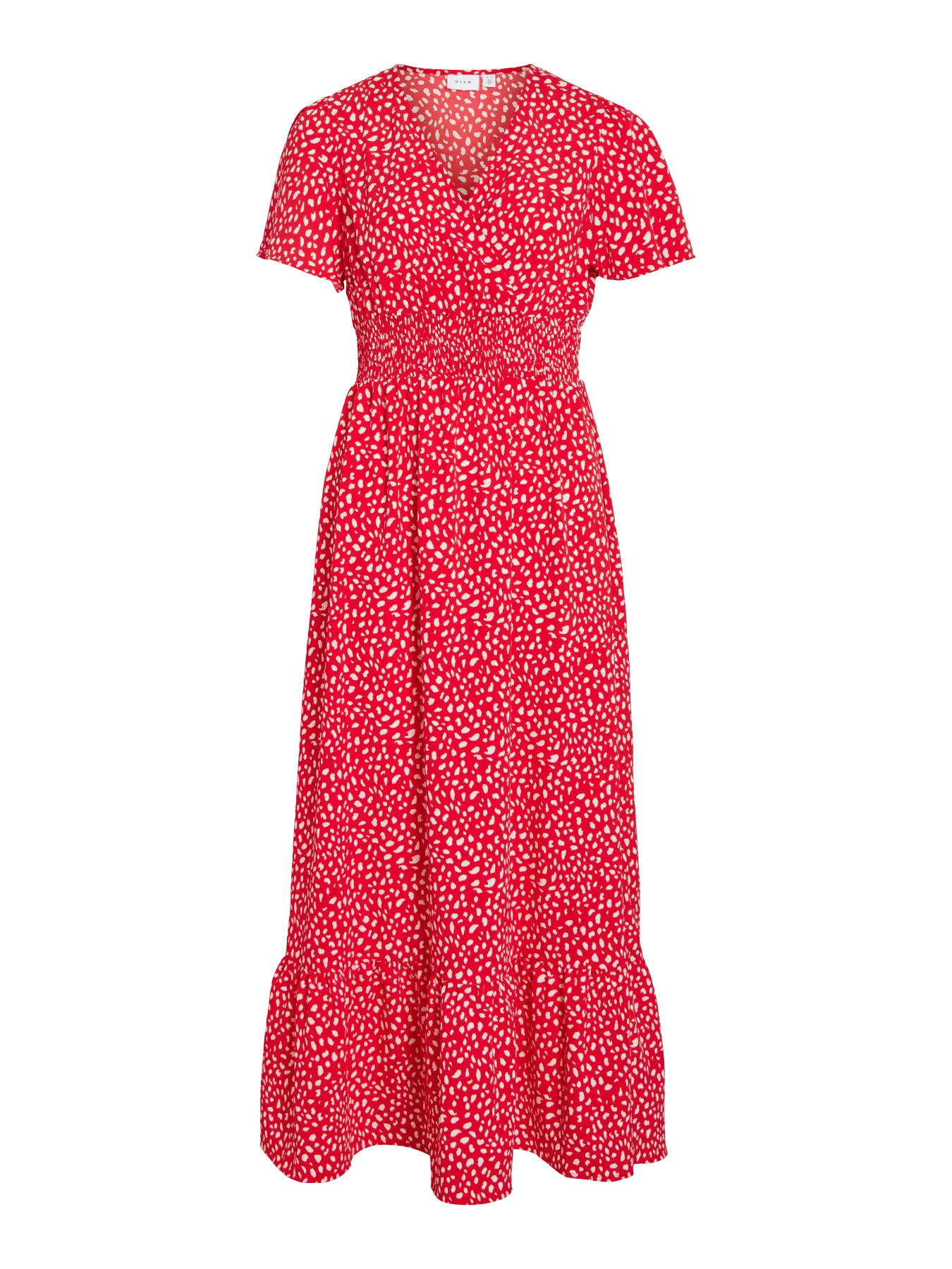 VILA Vimathilde kjole mars red small white dots