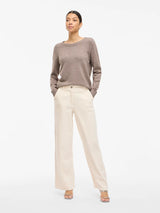 VILA VIRIL O-Neck L/S Knit Top 14054177 i Falcon Melange – front