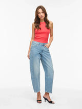 VILA VIBROOK RW 7/8 barrel jeans i light blue denim gulerodsmodel