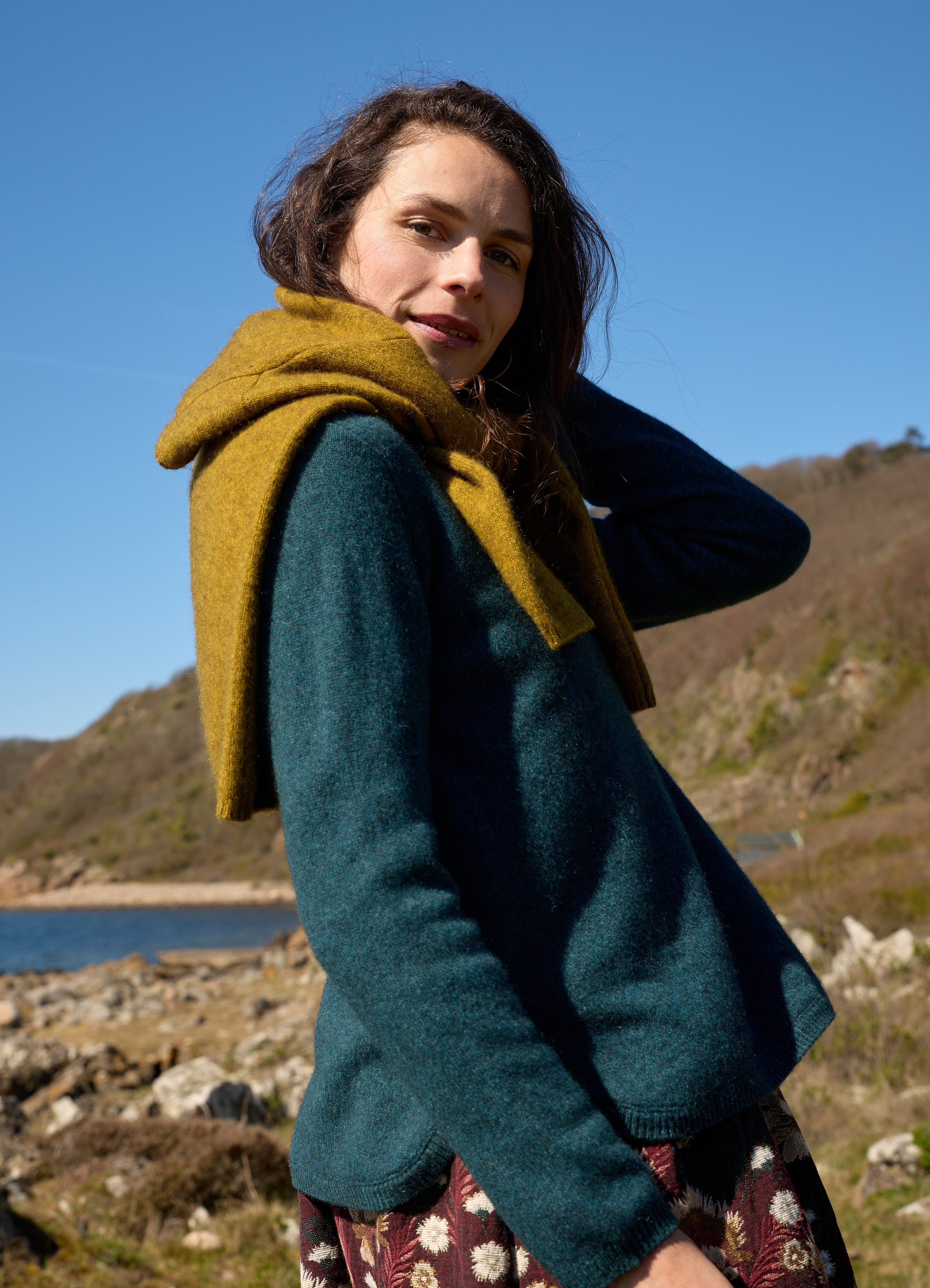 Mansted Zoelle grøn yak pullover med høj hals